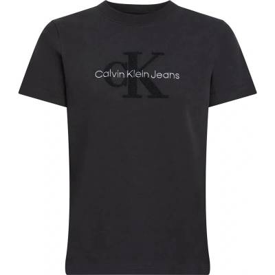 Calvin klein jeans Тениска Calvin Klein Jeans Chenille Monologo Regular short sleeve T-shirt - Black