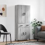 vidaXL Висок шкаф, сив сонома, 69, 5x34x180 см, инженерно дърво (3198151)