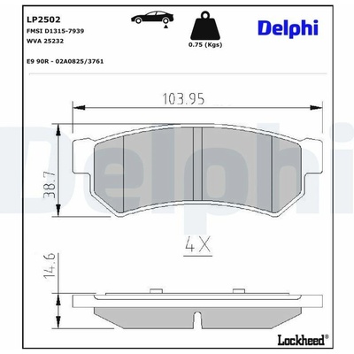 Sada brzdových platničiek kotúčovej brzdy DELPHI LP2502
