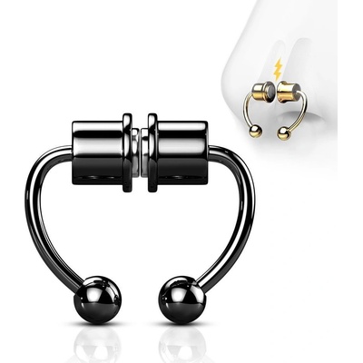 Šperky4U Černý falešný septum piercing do nosu NS0048-K – Zboží Mobilmania