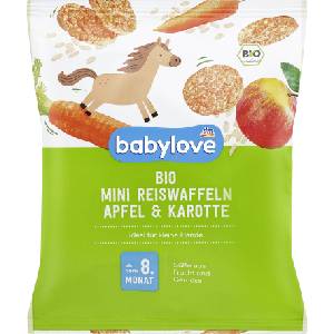 babylove Био мини оризови вафли с ябълка и морков, 8+м, 35 g (1638387)