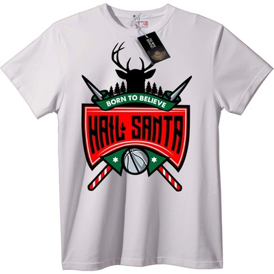 NOONEBRAND Тениска Да Живее Дядо Коледа - Роден да Вярва - 6XL, White