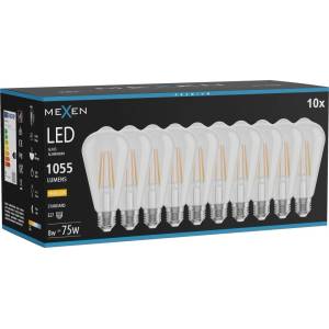 Mexen Vintis 10x LED нажежаема лампа E27, ST64, 8W, Топла - 2700K, 1055 lm, прозрачна (L152-E27-0827-00x10)