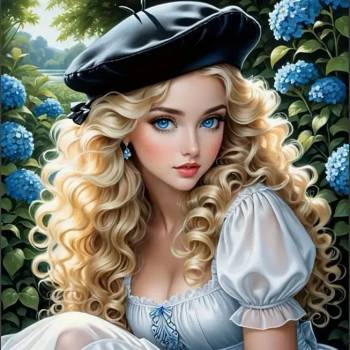 Image 1 of Norimpex - Puzzle Diamant painting: Girl with a beret 30x40 cm - 1 - 39 piese