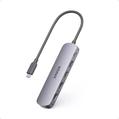 Anker Мултифункционален хъб за свързване на допълнителна периферия за устройства с USB-C - Anker 5-in-1 Multifunctional USB-C Hub (тъмносив) (A8357HA0)