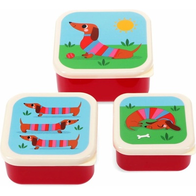 Rex London Detský desiatový box 3 ks Sausage Dog