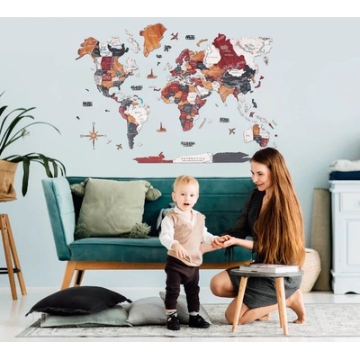Enjoy the Wood 3D nástěnná dřevěná mapa World Map Onyx Prime M