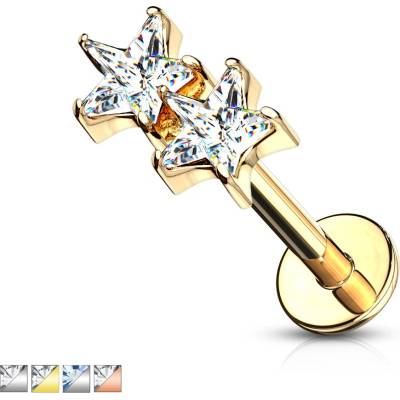 Šperky eshop piercing do brady rtu nebo ucha zirkonové hvězdičky W25.16 stříbrná čirá