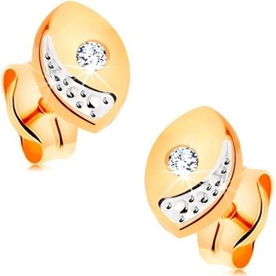 Šperky eshop briliantové zlaté širší oblé zrnko s čirým diamantem puzetky BT501.49