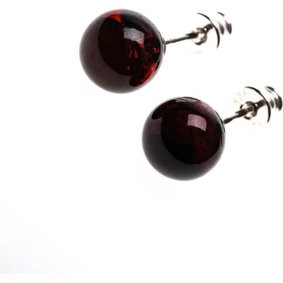 Reblan strieborné náušnice s višňovým jantárom GALAXY RENU177