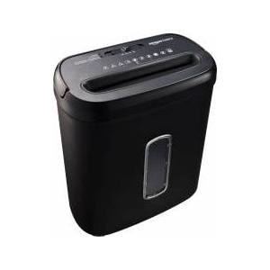 Amazon cross-cut document shredder, 8 sheets, with transparent viewing window, for documents and credit cards, 14l collection container, black - C276-A
