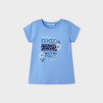 Image 1 of MAYORAL Тениска в мастилено синьо с цветя и глитери за мини момиче Mayoral