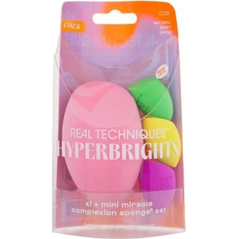 Real Techniques Hyperbrights Miracle Complexion Sponge комплект: гъба за фон дьо тен Miracle Complexion Sponge XL 1 бр + гъба за фон дьо тен Miracle Complexion Sponge Mini 3 бр