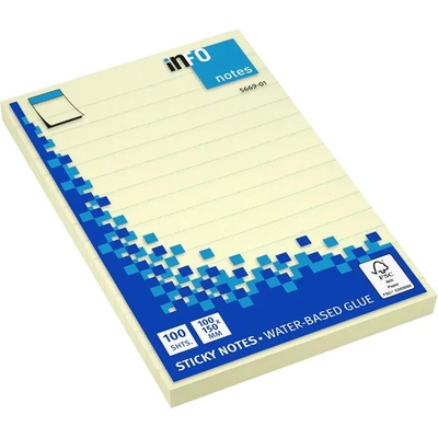 INFO NOTES Самоз лист Info Notes Жълт ред 100х150mm 100 л (1901013-02-5669-01)