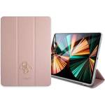 GUESS Saffiano Folio Cover - дизайнерски кожен кейс и поставка за iPad Pro 12.9 M1 (2021) (розов)