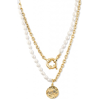 JwL Luxury Pearls Stylový pozlacený s pravými říčními perlami JL0798