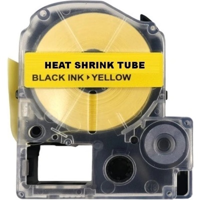 Compatible Epson LK-4YBA7, 7mm x 2, 5m, черен печат / жълт фон, свиваема лента, съвместима (LK-4YBA7)
