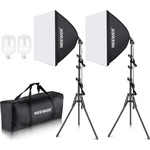 NEEWER softbox lighting set, equivalent to 700W, pack of 2 5700K LED light bulbs, 24 x 24 inch softboxes with E27 socket, photography continuous light set, photo studio equipment - Neewer