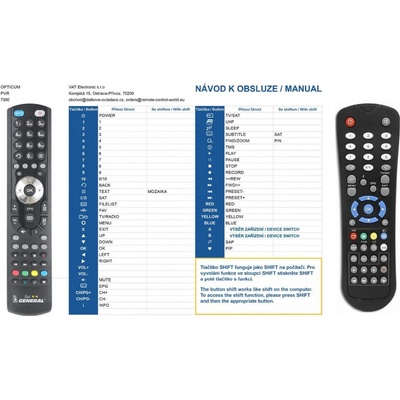 Dálkový ovladač General Globo Opticum 7300CW, HD X403P – Hledejceny.cz