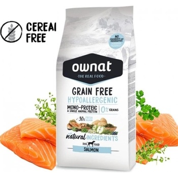 OWNAT grain free hypoallergenic salmon monoprotein - храна за кучета, хипоалергенна формула БЕЗ зърнени култури, само със сьомга - 12 кг, Испания - 115585