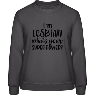 AWDis Sweat mikina Som lesbička aká je tvoja superschopnosť? búrková sivá
