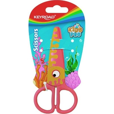 Školské nožnice KEYROAD, 12 cm, blister, motív Ryba, oranžové