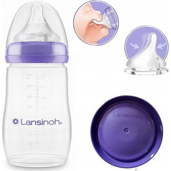 Lansinoh skleněná kojenecká láhev s NaturalWave TM savičkou 240ml