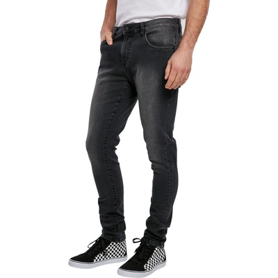 Urban Classics Мъжки панталони urban classics - Вталени дънки с цип - истински черен, с пране - tb3798