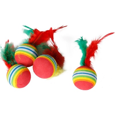 Karlie-Flamingo CATNIP duhové míčky s peřím 3 cm