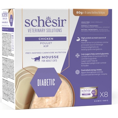 Schesir Veterinary Solutions Diabetic kuřecí 8 x 80 g