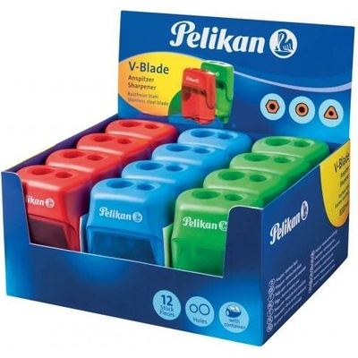 Strúhadlo Pelikan V-Blade plastové s 2 otvormi mix farieb, displej 12 ks