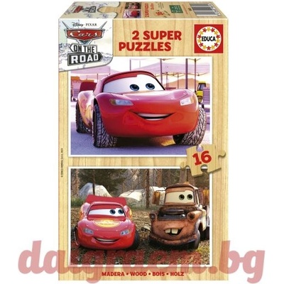 Educa Дървен пъзел educa 19670 - 2 х 16 части - Колите (edu19670)