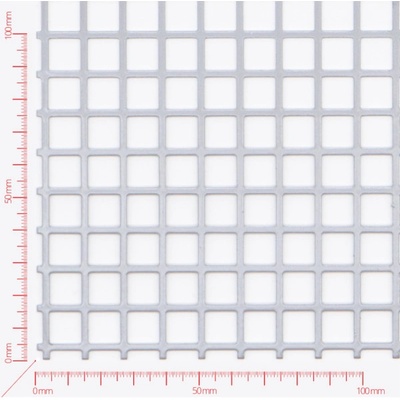 Děrovaný plech; děrování čtvercové řadové; otvor 10,0mm; rozteč 12,0mm