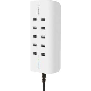 Baseus Захранване с 10хUSB-A портове за мобилни устройства (бял) - Belkin RockStar 10-Port USB-A Charging Station 120W (B2B139vf)