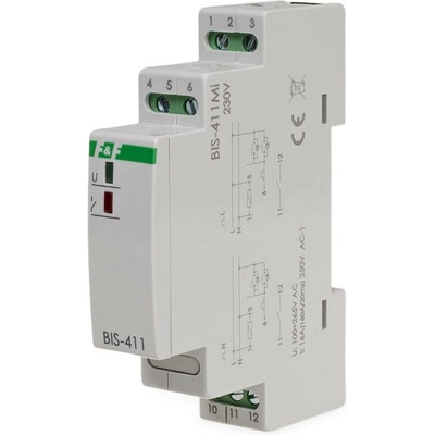 BIS-411M-LED/230 - Impulzné relé ZAPNI/VYPNI s pamäťou, 230V, 16A (160A / 20ms), 1x NO