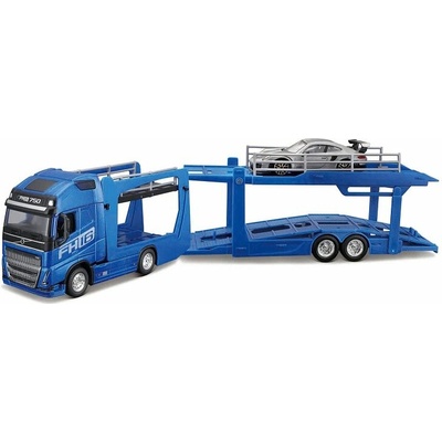 Bburago STREET FIRE Kamion s návěsem Multicar Carrier Volvo FH16 + Porsche 911 GT2 RS 1:43