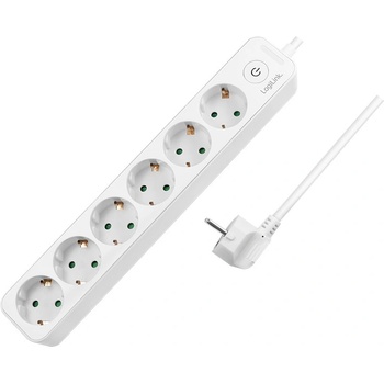 LogiLink Socket 6 + превключвател, 6x CEE 7/3, 1, 5 м, бял