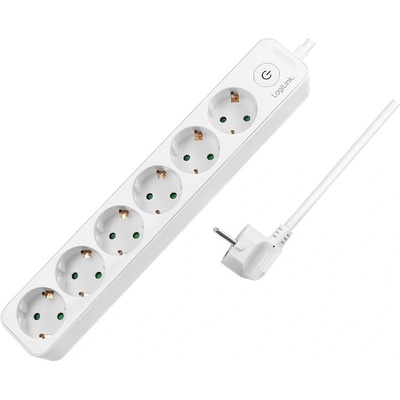 LogiLink Socket 6 + превключвател, 6x CEE 7/3, 1, 5 м, бял