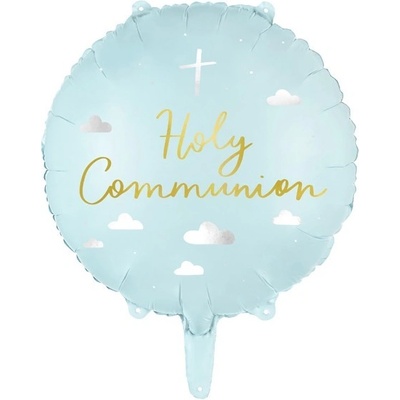 Party Deco Фолиев Балон "Holy Communion", Светло Син, 45см