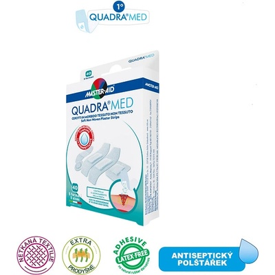 Master Aid Antiseptická náplast s polštářkem, Quadra Med, netkaná textilee (5 rozměrů)