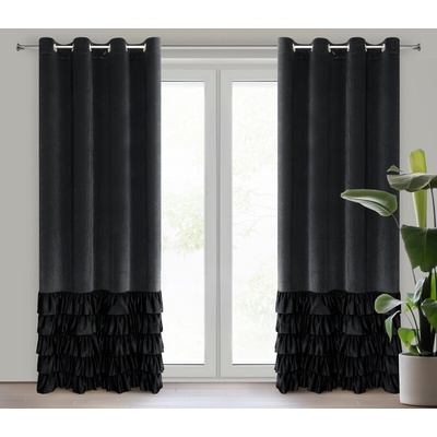 Takoy Závěs CARLI ze sametu zdobený jemnými volány 140 x 250 cm-HF-454057 | 140 x 250 cm