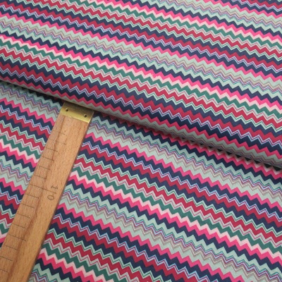 Bavlněné plátno - Chevron - růžová, červená, modrá, mátová - šíře 150cm