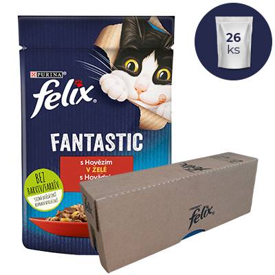 FELIX Fantastic s hovädzím v želé 26x85g
