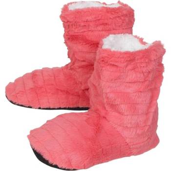 Дамски пантофи-боти в коралово на райе