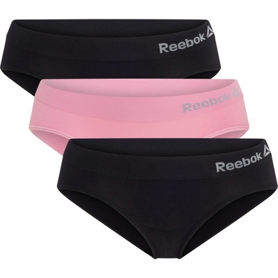 Reebok Dámské bezešvé kalhotky 3 kusy černá růžová – Sleviste.cz