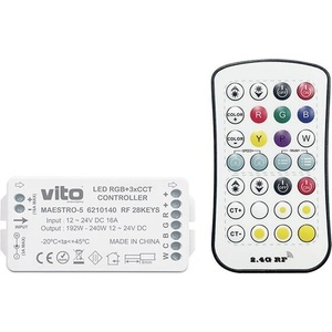 Vito Контролер за led лента mestro-5 12v-24vdc, rf 28keys, rgb+3cct, ip20 - vito (6210140)