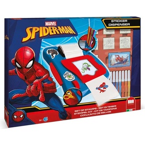 Multiprint Комплект за създаване на стикери Spiderman с 12 флумастери, 50 стикери, 7 печата и книжка за оцветяване