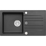 Alveus Cortina - Гранитна мивка 75x42 см, с регулиране на оттока, в цвят „карбон 1133778 (1133778) Мивка за вграждане