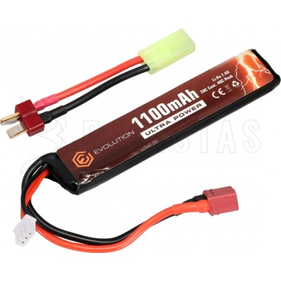 Baterie Evolution Li-Pol Ultra Power 7,4V 1100mAh 20/40C T-Dean + redukce Tamiya