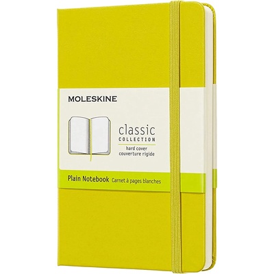 Moleskine Джобен тефтер с твърди корици Moleskine Classic Plain - Жълт, бели листове